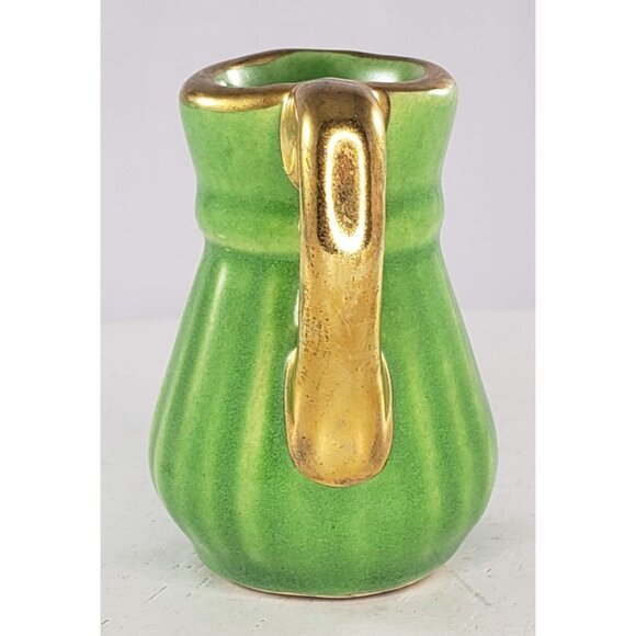 Pottery Pitcher Miniature Green Gold - Picture 6 of 7